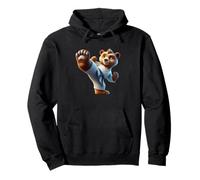 Carino Karate Bear Kicking Fun Felpa con Cappuccio