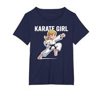 Carino Karate Kid - Ragazza Arti Marziali Maglietta, Donna Plus-Size, Navy, 1X