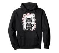Carino Kawaii Baby Samurai Cat - Carino Giapponese Sakura Felpa con Cappuccio