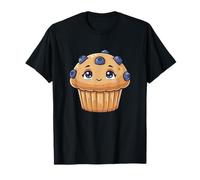 Carino Kawaii Blueberry Muffin Happy Anime Face Maglietta