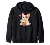 Carino Kawaii Bulldog Francese Bevande Boba Bubble Tea Kawaii Felpa con Cappuccio