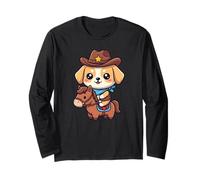 Carino Kawaii Cane Sceriffo Equitazione Western Horse Art Maglia a Manica