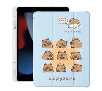 Carino Kawaii Capybara per iPad Air5/Air4 Custodia con Portamatite, Auto Sleep/Wake, Blu Pelle Morbida TPU Back Cover per iPad 10.9 Pollici 2022/2020
