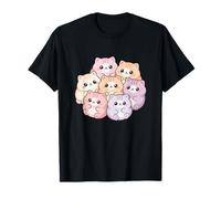 Carino Kawaii Chubby Pastel Cats Circle Squad Maglietta