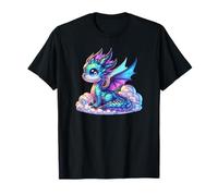 Carino Kawaii Drago Chibi Bambino Elementale Blu Rosa Fantasia Maglietta