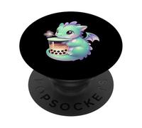 Carino Kawaii Dragon Bere Bubble Tea Boba Amante PopSockets PopGrip Adesivo