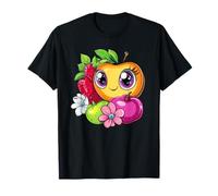Carino Kawaii Frutta Faccia Con Fiori Maglietta