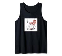 Carino Kawaii Gatto Giapponese Mangiare Riso Anime Manga Ramen Divertente Canotta