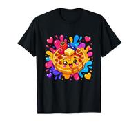 Carino Kawaii Happy Waffle con Bacche E Cuori Maglietta