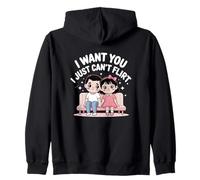 Carino Kawaii I Want You I Just Can't Flirt Felpa con Cappuccio