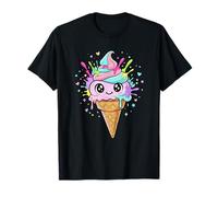 Carino Kawaii Ice Cream Cone Pastello Estate Arcobaleno Maglietta