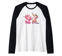 Carino Kawaii Leopard Gecko Dabbing Axolotl Amici Uomini Ragazzi Maglia con Maniche Raglan