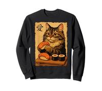 Carino Kawaii Maine Coon Mangiare Sushi Divertente Cibo Giapponese Gatto Felpa