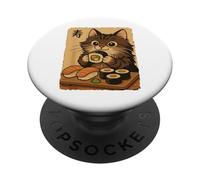 Carino Kawaii Maine Coon Mangiare Sushi Divertente cibo giapponese gatto PopSockets PopGrip Adesivo