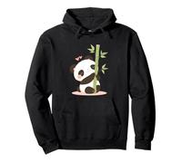 Carino Kawaii Panda e Bamboo Tree Character Art Felpa con Cappuccio