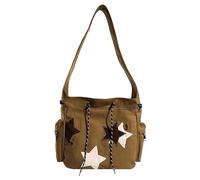 Carino Kawaii Star Canvas Messenger Bag Carino Tote Bags Estetica Piccola Spalla Viaggio Crossbody Borse Per Le Donne Borsa A Tracolla A Tracolla, Caff, Taglia unica