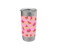 Carino Kawaii Style Anguria Cat Pattern Summer Fruit Pink Bicchiere termico in acciaio inox doppia parete