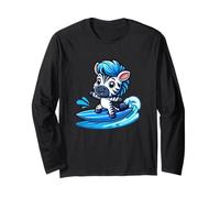 Carino Kawaii Zebra Surfer Cartoon Summer Waves Maglia a Manica
