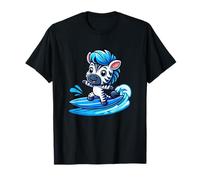 Carino Kawaii Zebra Surfer Cartoon Summer Waves Maglietta
