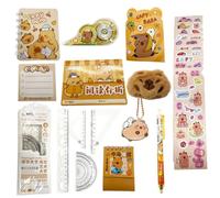 Carino Kit Cancelleria Capybara, Set di Cancelleria Capibara, Capibara Cancelleria, Forniture Scuola Cute, Regalo per Ragazze, Ragazzi e bambini, Cartoleria a Tema Animali