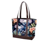 Carino Koala-1794 Borse a tracolla per le donne grandi borse in morbida pelle lavata e borse durevoli, Multicolore 04, 33.8x12x31cm/13.3x4.7x12.2 in
