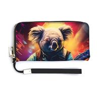 Carino Koala Bear che suona la chitarra da donna portafoglio da polso in pelle lunga porta carte di credito pochette borsetta, Stile:, 20.0*10.5cm