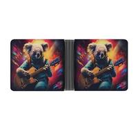 Carino Koala Bear che suona la chitarra, portafoglio bifold in pelle sottile porta carte di credito carino, Stile:, Taglia unica
