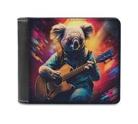 Carino Koala Bear che suona la chitarra portafoglio da uomo bifold sottile porta carte di credito in pelle, Stile:, Taglia unica