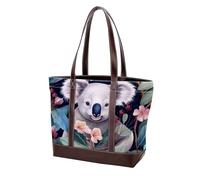Carino Koala Flowers-1882 Tote Bags in pelle durevole Borse e borse in tela per le donne Top Handle Satchel Hobo Bags, Multicolore 03, 33.8x12x31cm/13.3x4.7x12.2 in