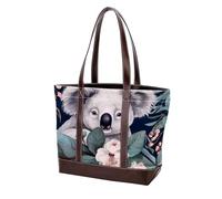 Carino Koala Flowers-1893 Borse a tracolla per le donne grandi borse in morbida pelle lavata e borse durevoli, Multicolore 04, 33.8x12x31cm/13.3x4.7x12.2 in