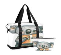 Carino Koala Holding Gift Box Travel Duffel Bag Impermeabile Palestra Sport Tote Bag Carry On Weekender Bag con scomparto, Simpatico koala con confezione regalo, Taglia unica, Borsone da viaggio
