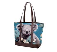 Carino Koala Leaves-1926 Borse a tracolla per le donne grandi borse in morbida pelle lavata e borse durevoli, Multicolore 07, 33.8x12x31cm/13.3x4.7x12.2 in