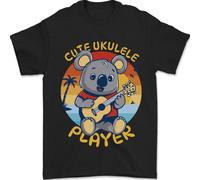 Carino Koala Orso Che Suona L'Ukulele Maglietta Da Uomo 100% Cotone