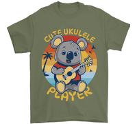 Carino Koala Orso Che Suona L'Ukulele Maglietta Da Uomo 100% Cotone