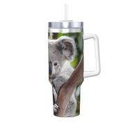 Carino Koala Print 1,18 once Ice Bully con manico cannuccia tazza isolata sottovuoto - Thermos per bevande calde e fredde