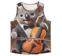 Carino Koala Violoncello Serenade Ragazzi Canottiera, Senza Maniche Atletico Ad Asciugatura Rapida Canottiera Canottiera per Calcio Basket, Carino Koala Serenata Violoncello, 9-10 anni