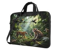Carino Laptop Bag Laptop Custodia Con Spallacci & Maniglia Messenger Bag Per Ufficio Viaggio, Grande gatto scimmia uccello, 13 inch