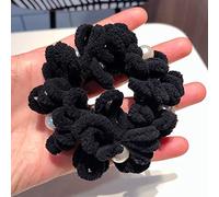 Carino Largo Dolce Regalo Fasce Per Capelli Fasce Per Capelli Perle Intestino Femminile Anello Per Capelli Coda Di Cavallo Titolare Asciugamano Mop Scrunchies Corda Per Capelli In Stile Coreano (Nero)