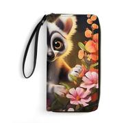 Carino Lemur Monkey Wristlet Portafogli per Uomo Donna Pelle Lungo Portafoglio Portafoglio Carte di Credito Frizione con Cordoncino, Stile:, 19.7x10.5cm
