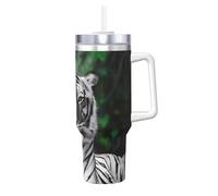 Carino leopardato stampa 1,18 once Ice Bully con manico cannuccia thermos thermos - Hot & Cold Coffee Travel Water Bottle