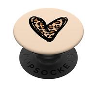 Carino leopardo Stampa Ghepardo Cuore Beige Marrone PopSockets PopGrip Intercambiabile