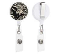 Carino Linocut Mucca retrattile porta badge bobina clip ID titolare per dottoressa infermiera studente ufficio lavoratore