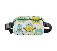 Carino Little Monsters verde giallo alla moda marsupio per uomo donna borsa a tracolla multiuso con cinghia regolabile per allenamento, corsa, escursionismo