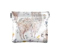 Carino Llama Bianco Donna Piccolo Cuoio Portamonete Portatile Accessori da Viaggio per le Donne, Simpatico lama bianco, 4.33"(L) x 3.74"(W) x 0.39"(H), classico