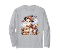 Carino Llama Strega Halloween Candy Spooky Fall Maglia a Manica