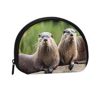 Carino lontra mini borsa portaoggetti a conchiglia portafoglio piccolo portamonete con mini con cerniera portamonete per chiavi delle monete, puoi anche riporre tutti i piccoli oggetti che desideri,