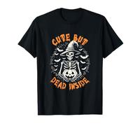 Carino ma Morto-Dentro spettrale Scheletro Halloween Design Pipistrelli Maglietta