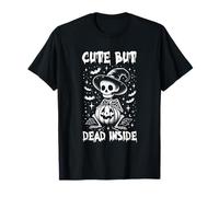 Carino ma Morto-Dentro spettrale Scheletro Halloween Design Pipistrelli Maglietta