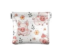 Carino maiale fiore foglia spremere portamonete sacchetto porta cambiamento titolare in pelle PU mini portafoglio portamonete per donne ragazze uomini