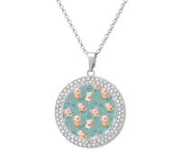 Carino maiali che suonano la chitarra, collana con ciondolo personalizzato da donna con diamanti rotondi regali per uomini di compleanno, Misura unica, Metallo